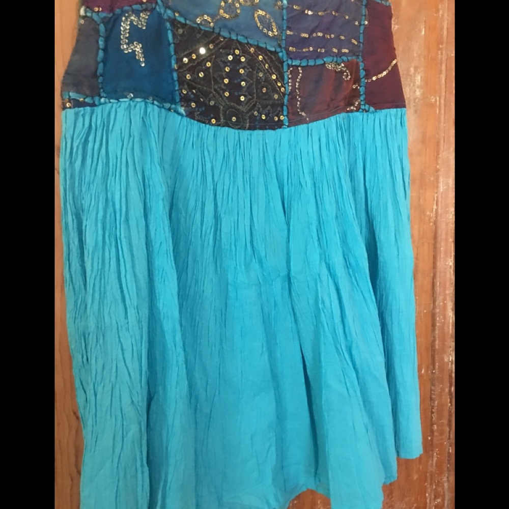 Turquoise sequence skirt haus